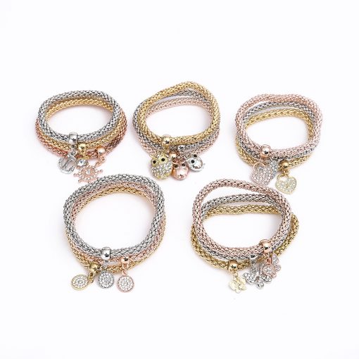 Alloy set elastic popcorn corn chain Diamond butterfly pendant bracelet female jewelry yhy-072