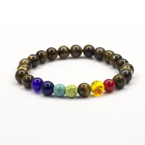 Natural stone 8mm volcanic stone yoga energy bracelet volcanic stone seven chakra braided bracelet yhy-079