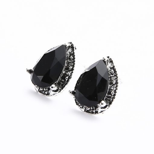 Earrings new bohemian black diamond long retro zircon 4 pairs of earrings  set combination yhy-039