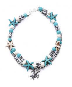 European and American fashion double-layer anklet Conch starfish yoga beach turtle pendant anklet YHY-087