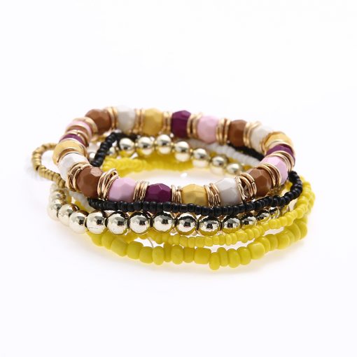 Fashion bracelet wholesale Korean fashion multi-layer rice beads mixed color elastic bracelet yhy-080