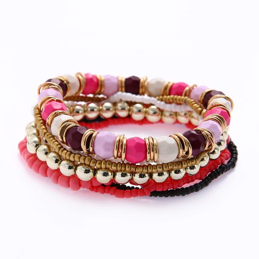 Fashion bracelet wholesale Korean fashion multi-layer rice beads mixed color elastic bracelet yhy-080