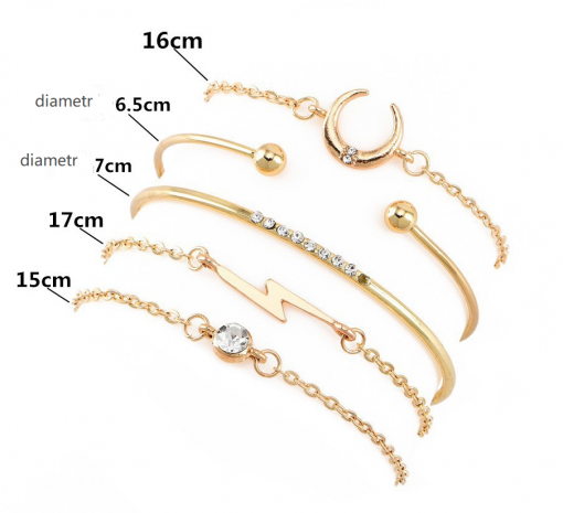 Popular set bracelet female new fashion personality moon lightning full diamond  bracelet combination jewelry YWHY-005