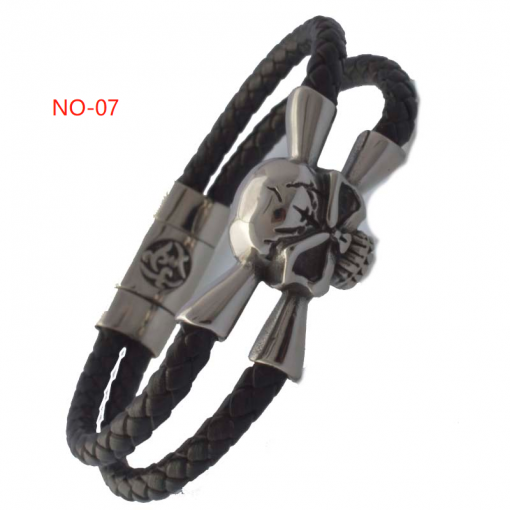 Personalized stainless steel leather bracelet 8-9 inches, size cus tomizable bracelet