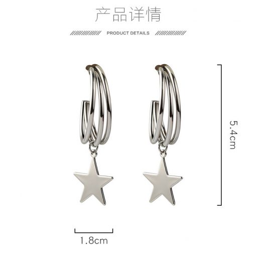 Sterling silver needle star earrings wild five-pointed star earrings new net red earrings original YLX-003