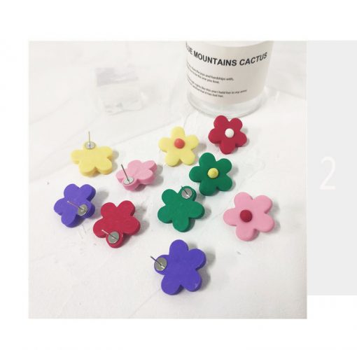 Girl color   flower earrings Korea knock cute child candy color cute earrings Color mixing YLX-008