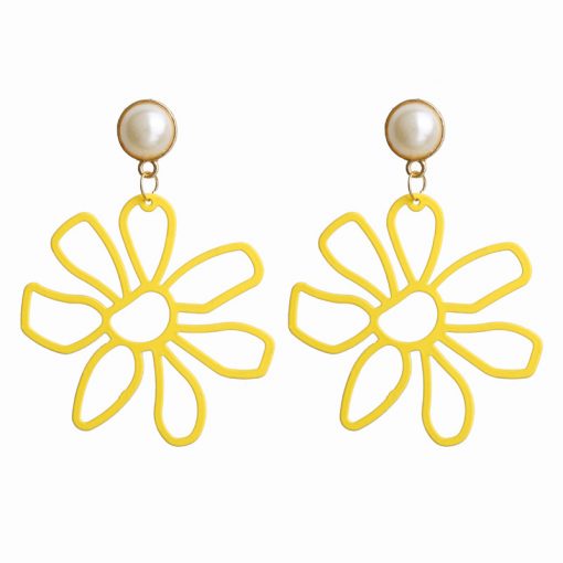 Exaggerated earrings female white yellow large flowers Korean hipsters wild earrings personalized earrings temperament earrings ylx-008