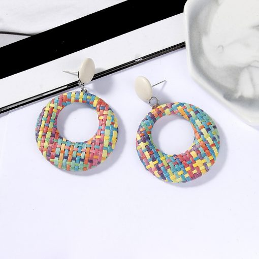 New earrings Bohemian retro simple hollow woven circle earrings YLX-002
