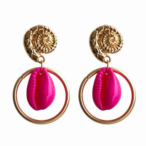 New shell earrings female big circle bohemian conch earrings round earrings  Color mixing YLX-007