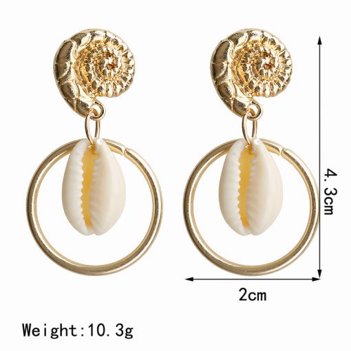 New shell earrings female big circle bohemian conch earrings round earrings  Color mixing YLX-007