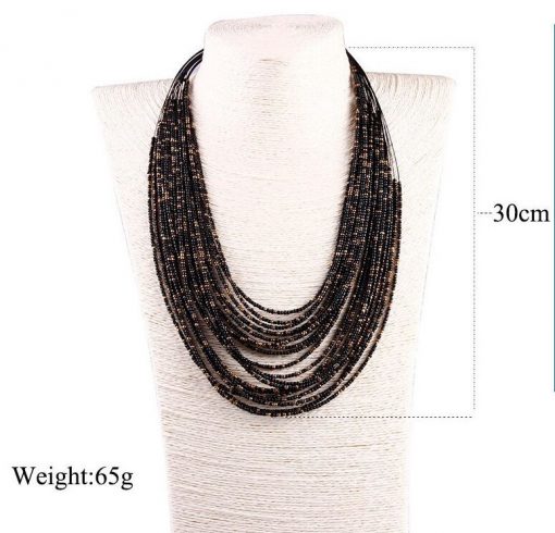 Vintage rice beads exaggerated personality necklace Bohemian beaded multi-layer rice beads necklace wholesale YHY-105