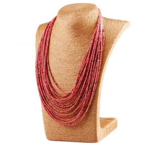 Vintage rice beads exaggerated personality necklace Bohemian beaded multi-layer rice beads necklace wholesale YHY-105