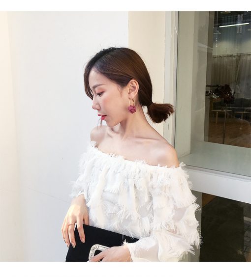 Korean version of hot earrings fashion temperament female cloth flower flash drill earrings ylx-010
