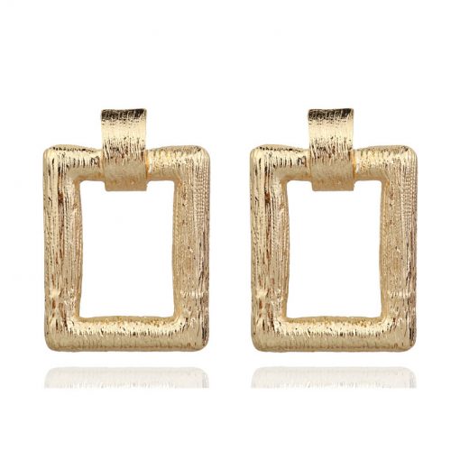 New ZZA pull casual simple women’s earrings rectangular alloy earrings fashion gold and silver accessories ylx-070