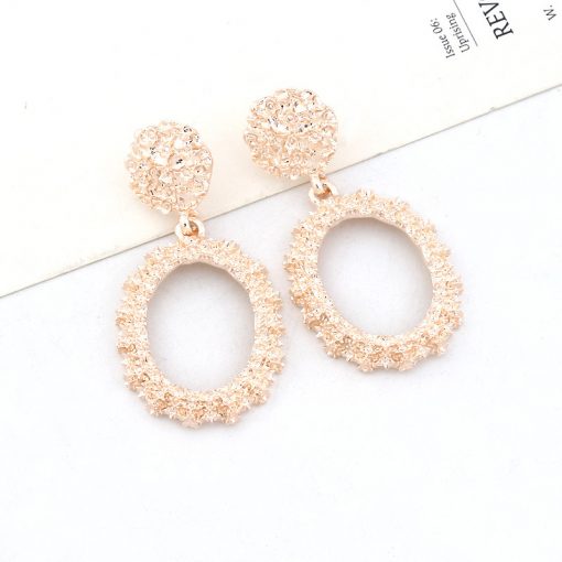 Ms. Europe and the United States retro style metal pattern oval earrings literary temperament court wind earrings wholesale YLX-068