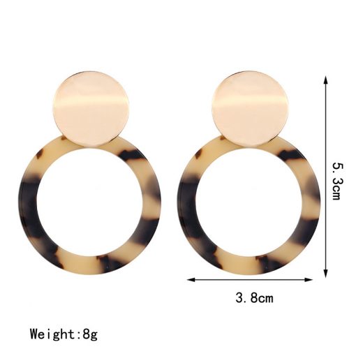 New Ear Jewelry Fashion Metal Sequins Acrylic Circle Stud Earrings YLX-042