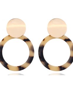 New Ear Jewelry Fashion Metal Sequins Acrylic Circle Stud Earrings YLX-042