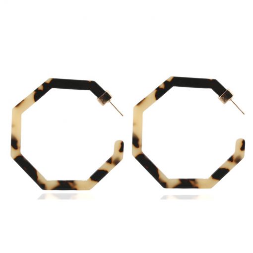 Best selling Polygonal Acrylic Large Edition Earrings Acetate Sheet Personality Leopard Earrings Color mixing YLX-028