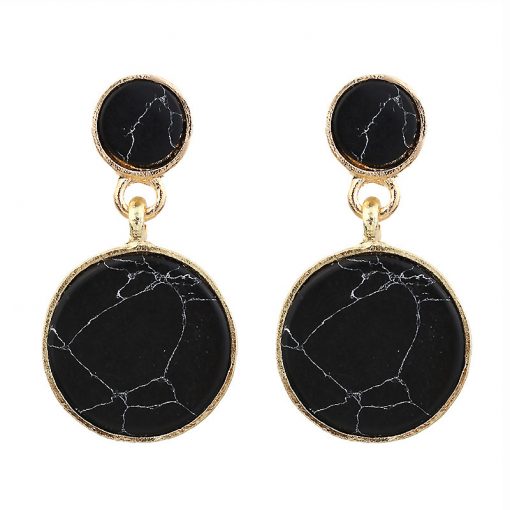 European and American style simple wind ladies pine stone earrings Personalized fashion marble round combination earrings YLX-109