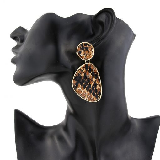 European and American foreign trade new irregular geometric snake skin pattern earrings mature catwalk wind earrings YLX-099