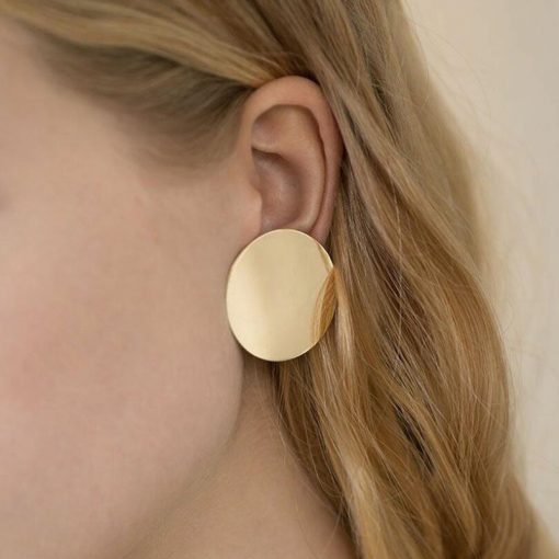 Europe and the United States popular simple and generous fashion personality women’s glossy round disc earrings YLX-091
