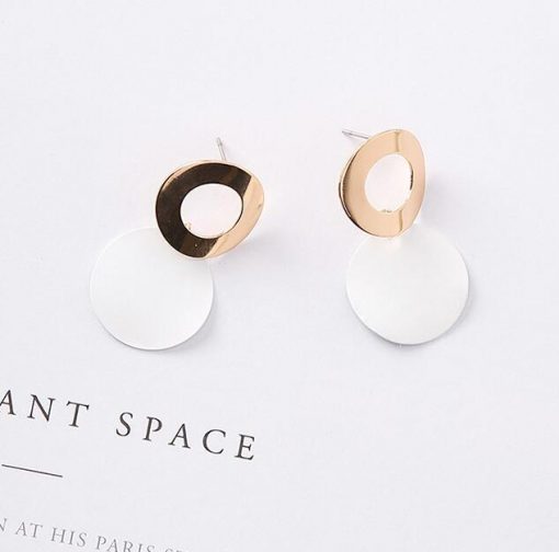 Japan and South Korea popular simple curved round geometry earrings Temperament simple hollow ring earrings YLX-053