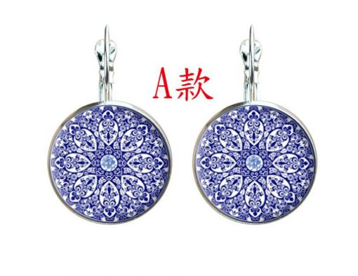 Time Gemstone Henna Glass Earrings Wholesale YFT-040