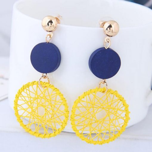 Korean version of the trend of the trend of gold wire button long earrings ylx-117