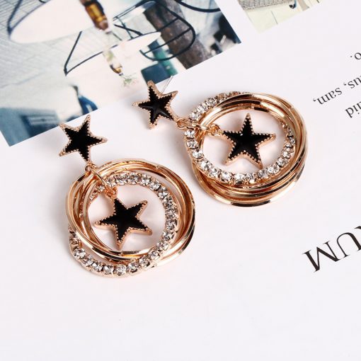 Four-leaf clover fashion wild earrings Korean personality flash diamond metal ring goddess temperament earrings  YLX-087