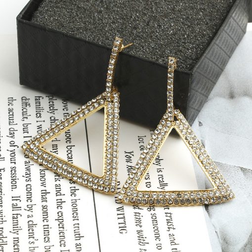 Europe and the United States Korea exaggerated earrings explosion models personality geometric triangle diamond earrings YLX-090
