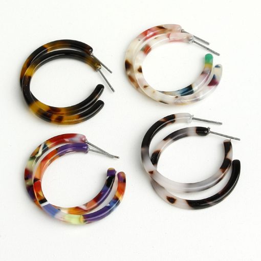 Retro wild earrings Korean fashion simple hipster colorful resin earrings Mixed color YHX-019