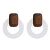 Anna with the earrings Korea minimalist temperament geometric wooden round earrings retro earrings YLX-114