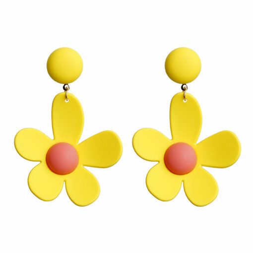 Korea sweet ins fluorescent earrings small fresh accessories contrast color flower earrings holiday exaggerated earringsYLX-035