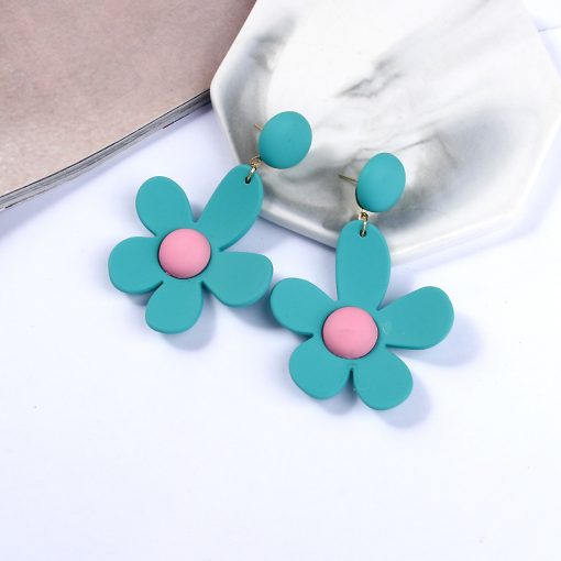 Korea sweet ins fluorescent earrings small fresh accessories contrast color flower earrings holiday exaggerated earringsYLX-035