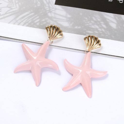 Color exaggerated ladies pendant earrings Haipai national wind shell starfish earrings mixed color YLX-024