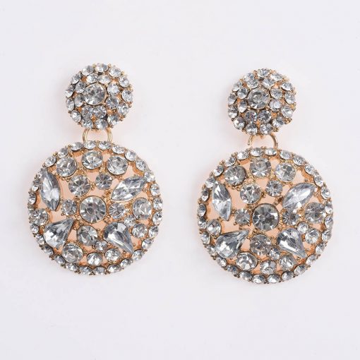 fashion color full diamond luxury round earrings female  hollow earrings YQL-011