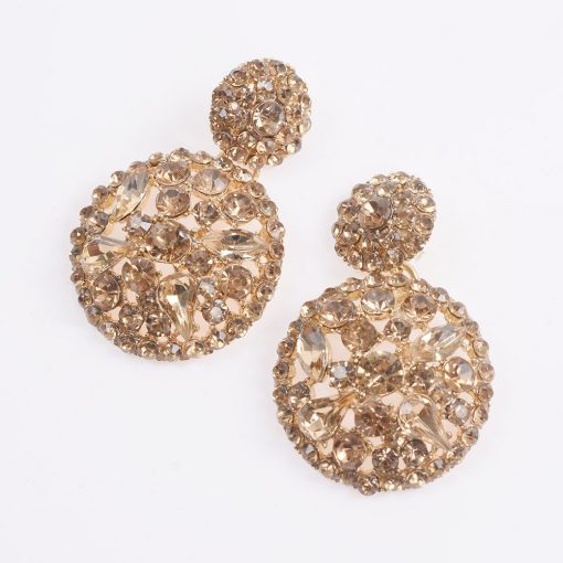 fashion color full diamond luxury round earrings female  hollow earrings YQL-011