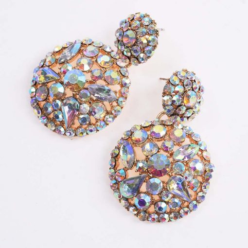 fashion color full diamond luxury round earrings female  hollow earrings YQL-011