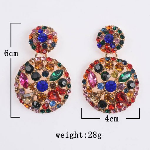 fashion color full diamond luxury round earrings female  hollow earrings YQL-011