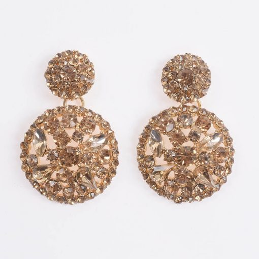 fashion color full diamond luxury round earrings female  hollow earrings YQL-011