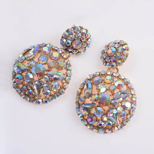 fashion color full diamond luxury round earrings female  hollow earrings YQL-011