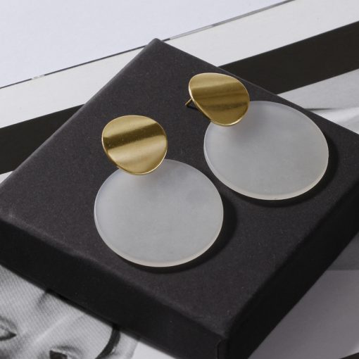 European and American fashion texture exaggerated golden smooth disc temperament female earrings YLX-101