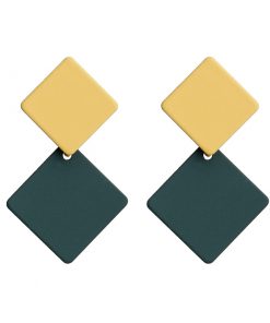 Korean version of the new paint geometric square earrings exaggerated fashion simple wild earrings retro cold wind YLX-100