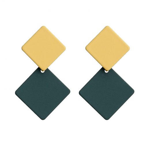 Korean version of the new paint geometric square earrings exaggerated fashion simple wild earrings retro cold wind YLX-100