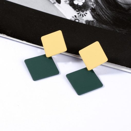 Korean version of the new paint geometric square earrings exaggerated fashion simple wild earrings retro cold wind YLX-100