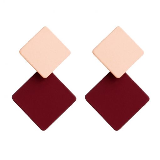 Korean version of the new paint geometric square earrings exaggerated fashion simple wild earrings retro cold wind YLX-100