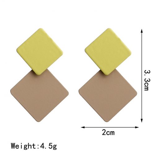 Korean version of the new paint geometric square earrings exaggerated fashion simple wild earrings retro cold wind YLX-100