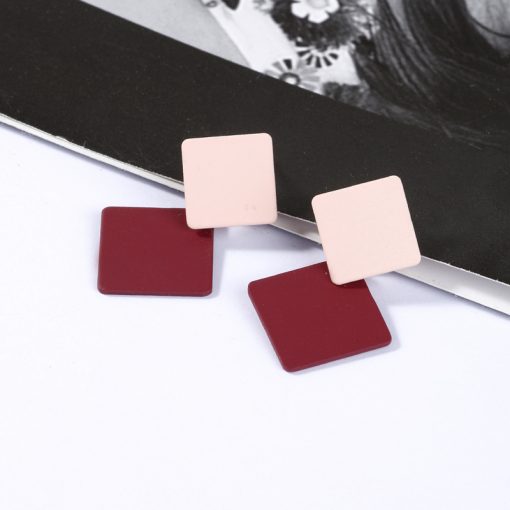 Korean version of the new paint geometric square earrings exaggerated fashion simple wild earrings retro cold wind YLX-100