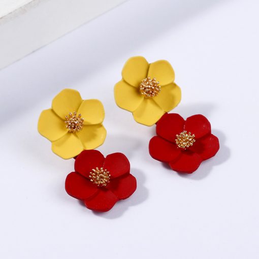 Korean fashion temperament earrings Romantic multicolor flower earrings Mixed color ylx-125