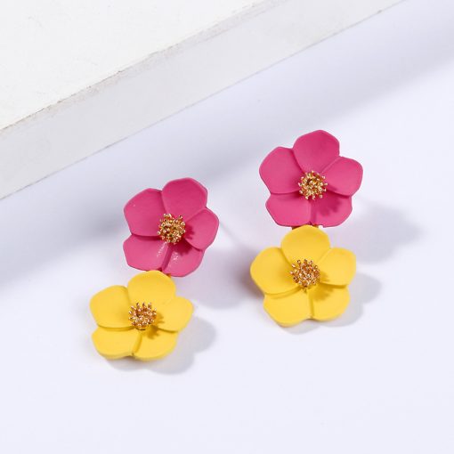 Korean fashion temperament earrings Romantic multicolor flower earrings Mixed color ylx-125